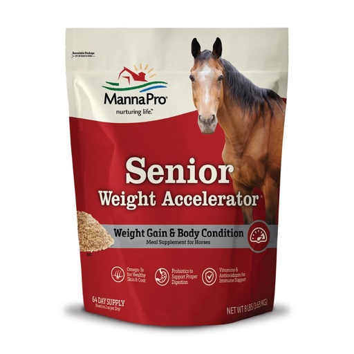 [BRSWIAY3DIMQCGD6] Manna Pro Weight Accelerator for Senior Horses – Weight Gain and Muscle Support Supplement with Omega 3 Fatty Acids and Flaxseed – High-Calorie Feed Topper for Horses – 8 lb Bag