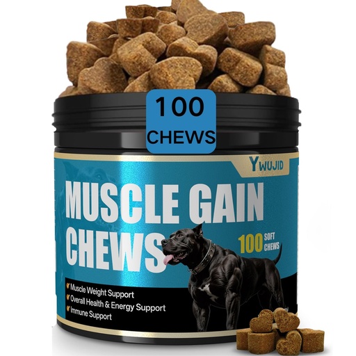 [BRSRGZT2DF4GGD3B] Muscle Gain Chews Dog Weight Gainer Supplements with High Protein & Canine Amino Acids Puppy Vitamins Canine Muscle Builder Formula for Bully & All Breeds Puppies & Adult & Senior Dogs-100