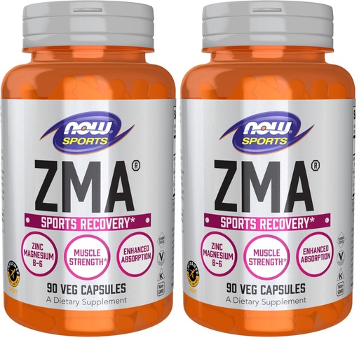 [BRSRGGQKCMFBE33Z] NOW Foods Sports Nutrition, ZMA (Zinc, Magnesium and Vitamin B-6), Enhanced Absorption, Sports Recovery*, 90 Capsules, (Pack of 2)