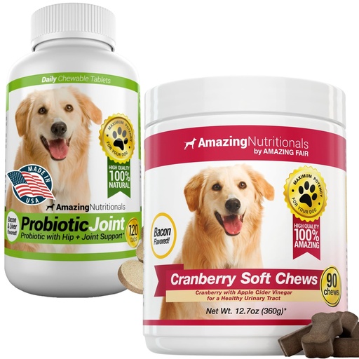 [BRSREHYNAQHQID3D] Probiotics for Dogs and Cranberry Bundle - UTI Prevention, Immune Support, Digestive Health, Incontinence, Gas and Diarrhea Elimination