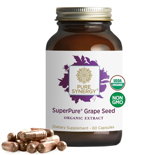 [BRSWKHD6OZ5WKCA3] Pure Synergy SuperPure Grape Seed Extract | Organic Grape Seed Polyphenols Supplement with Whole Fruit | for Heart Health, Skin, and Healthy Aging Support (60 Capsules)