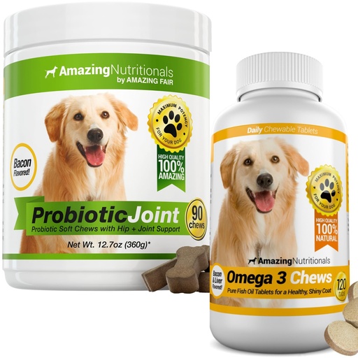 [BRSREHYNAANRQCY6] Probiotics for Dogs Digestive with Dog Skin and Coat Bundle - Omega 3 for Dogs Itchy Skin Relief for Dry Skin, Hot Spots and Shedding, Eliminates Joint Pain, Gas and Diarrhea Elimination