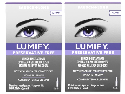 [BRSRABD4C4BQMDQV] LUMIFY Redness Reliever Preservative Free Eye Drops, 20 Single Use Vials (Pack of 2)