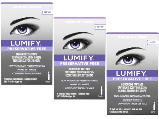 [BRSRABD4C4AQOYAY] LUMIFY Redness Reliever Preservative Free Eye Drops, 20 Single Use Vials (Pack of 3)