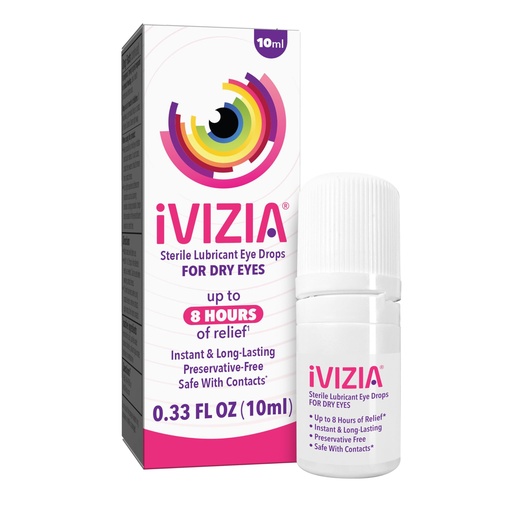 [BRSW2BQNOF7BMCYY] iVIZIA Sterile Lubricant Eye Drops for Dry Eyes, Preservative-Free, Moisturizing, Dry Eye Relief, Contact Lens Friendly, 0.33 fl oz Bottle
