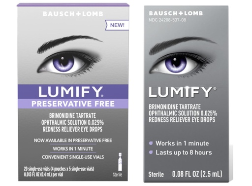 [BRSREYYTOV7AA2TK] Lumify Redness Reliever Eye Drops 0.08 fl oz & 20 Single-Use Vials 0.013 fl oz, Travel Set