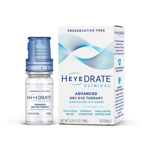 [BRSREZD6CIJQM3A2] Heyedrate Clinical Preservative Free Eye Drops - .33 fl oz Bottle - Artificial Tears for Intensive Hydration - Eye Drops for Dry Eyes & Long-Lasting Protection