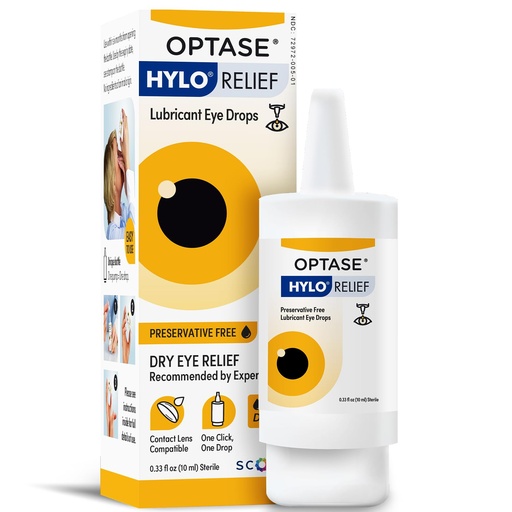 [BRSRMCA6BYBQIFD4] Optase® HYLO Relief Dry Eye Drops, 0.33 fl oz (10ml), 300 Doses - Preservative Free Eye Drops for Dry Eyes - Gentle Lubricant Multi-Dose Solution - Contact Lens Compatible for Daily Comfort