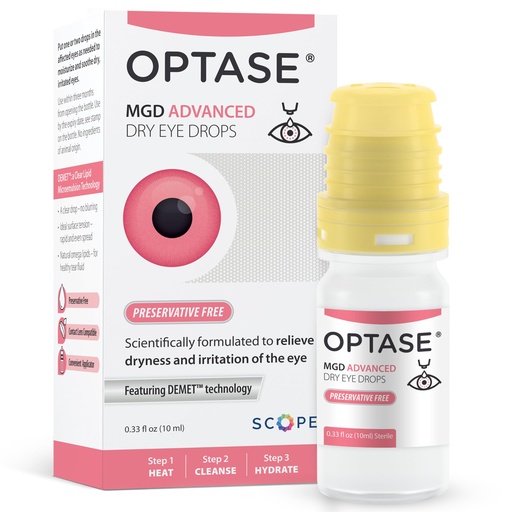 [BRSW2CQ3PMPBS3TB] Optase MGD Advanced Dry Eye Drops, 0.33 fl oz - Lipid-Containing Preservative Free Eye Drops for Dry Eyes - Visually Clear Artificial Tears - Contact Lens Compatible - Multidose Bottle with 300 Doses