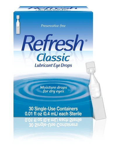 [BRSWIYTQCQIGAAD2] REFRESH CLASSIC Lubricant Eye Drops Preservative-Free Artificial Tears, 0.01 fl oz (0.4 mL), 30 Single-Use Containers