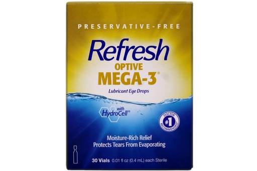 [BRSWGZ35B4CBU3DP] Refresh Optive Mega 3 Preservative Free Eye Drops - 30 Count (Pack of 4)