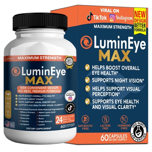 [BRSREC32OIJWMFA2] LuminEye MAX Eye Health Supplement, Advanced Vision Support Formula for Adults, 60 Capsules