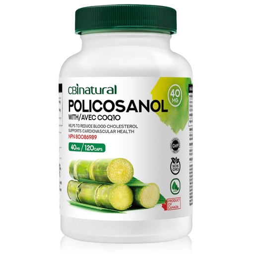 [BRSRAYYKCUGRGCYZ] Policosanol 40mg with Coq10 30mg, 120 Vegan Capsules, 4-Month Supply
