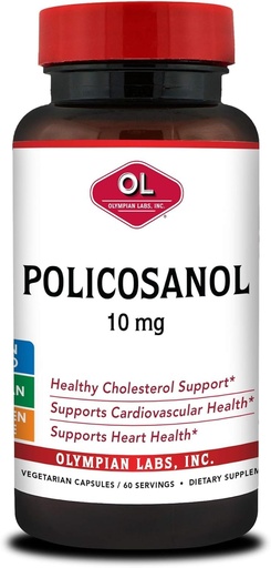 [BRSWIAQOCQFQMFY3] Olympian Labs Policosanol 10mg Vegetarian Capsules, Supporting Heart and Circulatory Health - 60 Count