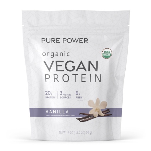 [BRSREH3QCEIBQ3LV] Dr. Mercola Pure Power Organic Vegan Protein - Vanilla, 19 oz, 15 Servings, Certified USDA Organic, Non-GMO