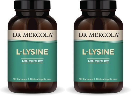 [BRSREADRAQHA2YDO] Dr. Mercola L-Lysine, 90 Capsules 1500 mg L-Lysine, Non-GMO, Gluten Free, Soy Free (Pack of 2)
