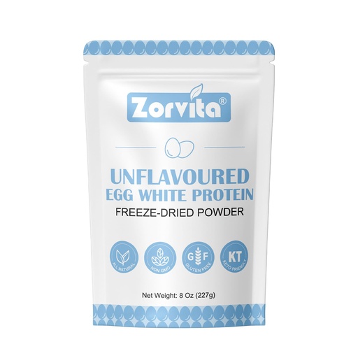[BRSREAAHAB5AIAY7] ZORVITA Freeze-dried Egg White Powder Unflavored Dried Egg White Powder, No Additives or Fillers, Gluten-Free, Non-GMO 8 Oz(227g)