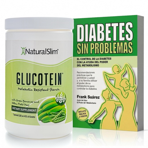 [BRSRGAA6B55BE3D2] NaturalSlim Glucotein Resistant Starch + Libro Diabetes Sin Problemas de Frank Suárez (Edición en Español) – Prebiótico de Harina de Banano Verde y Arveja para Apoyo Metabólico