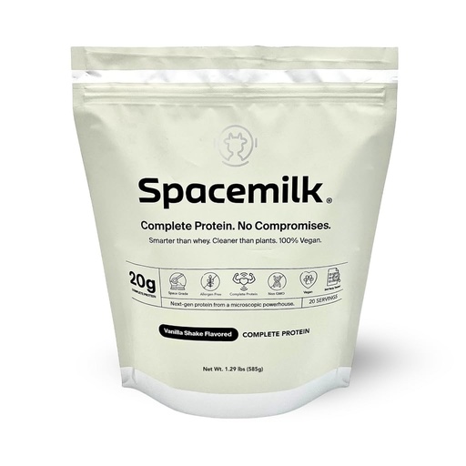 [BRSRABA5BABBEHY6] Spacemilk Vanilla Shake Vegan Protein Powder, 20g Complete Protein, PDCAAS 1.0, Zero Sugar, Allergen-Free, Dairy-Free, Gluten-Free, Non-GMO, No Bloating, 20 Servings (1.29 lbs)