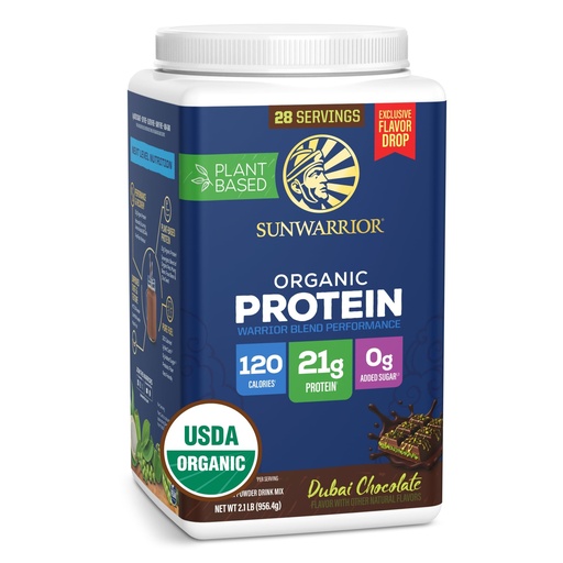 [BRSREFQBPMMWAC3D] Organic Plant-Based Protein Powder for Performance 21g Protein | BCAAs Pea Fava Mung & Chia Blend | Recovery Energy Keto Friendly Smooth Great Taste with Prebiotic Fiber | Dubai Chocolate, 28 Servings