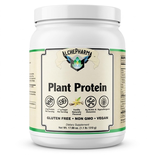 [BRSWYFL2CUFBGAA7] Plant Protein (Premium Blend) - No Soy, Hypoallergenic, No Grit (Featuring Omega 3 Rich Sacha Inchi and Chia) - 1.1 lb (510G) - Vanilla