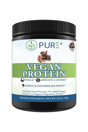 [BRSRACA7AUHBM2Y2] PURE® Vegan Protein Powder - 25g Plant Based Protein, 15 Servings - Pea & Mung Bean Blend with Digestive Enzymes - Dairy-Free - Muscle Recovery & Appetite Control - Chocolate 525 Grams