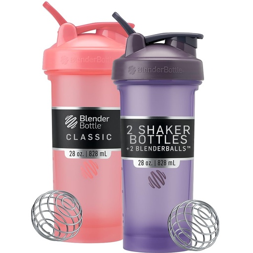 [BRSRAHQDAAMW2ALK] BlenderBottle Classic V2 Shaker Bottle Perfect for Protein Shakes and Pre Workout, 28-Ounce (2 Pack), Pink and Purple