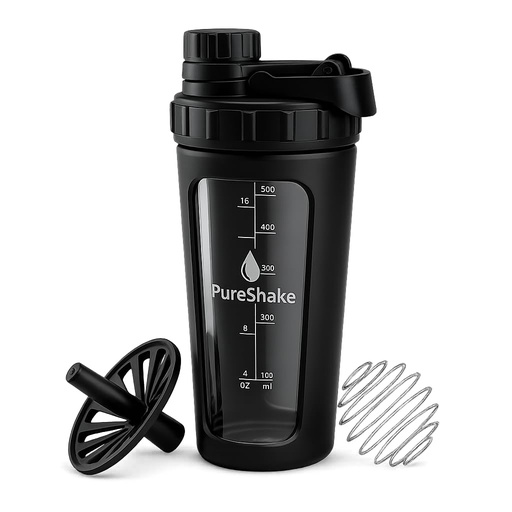 [BRSREGIHAV7AIA3A] Paddi Glass Shaker Bottle for Protein - Odorless, BPA Free, Leak-Proof - 26 OZ | Graduated Ideal Fitness, Milkshake and Smoothies
