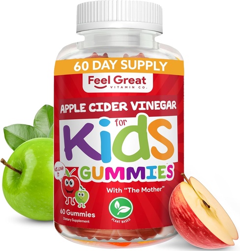 [BRSWGCA5C4MQYF3L] Feel Great Apple Siideri Viinietikka Gummies lapsille ...Rich in digestive Enzymes & Natural Antioxidants for Gut Health...