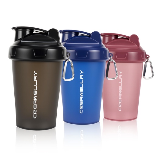 [BRSRAZYYBYMQY23K] 3 Pack Shaker Bottles for Protein Mixes, 17 oz Small Protein Shaker Bottle with Handle, Gym Shaker Cups with Blending Ball for Pre Workout, BPA-Free & Dishwasher Safe (Black, Pink, Blue)