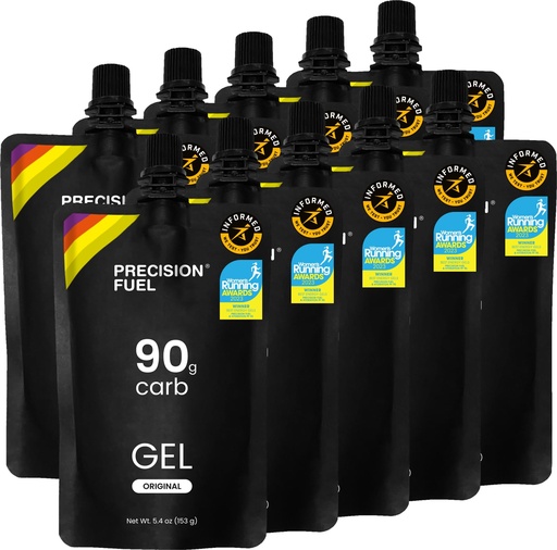 [BRSRMBT3OEMAM3DF] Precision Fuel PF90 Energy Gels - Mild Flavour Running Gels for Endurance Athletes, 90g Carbohydrate, Easy-to-Digest, Perfect for Running & Long-Duration Sports, 153g (Pack of 10)