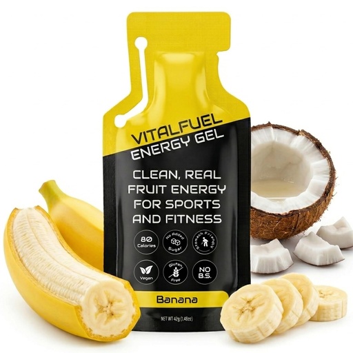 [BRSREEA5PMNWCA3J] Real Banana Stomach Friendly Energy Gel for Runners, Cycling and Exercise - 12 Energy Gel Packs, 20 g Real-Fruit Carbs & Potassium, 80 Calories, Vegan, Gluten Free, No Sugar or Caffeine Endurance Fuel
