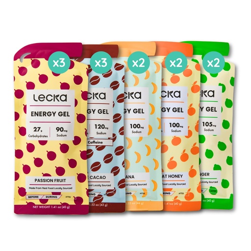 [BRSREHYRBF6G2CTP] Lecka Energy Gel Variety Pack - 22-27g Carbs - Real Fruit, No Maltodextrin, Vegan, Gluten-Free - Running and Triathlon Fuel (12 Pack)