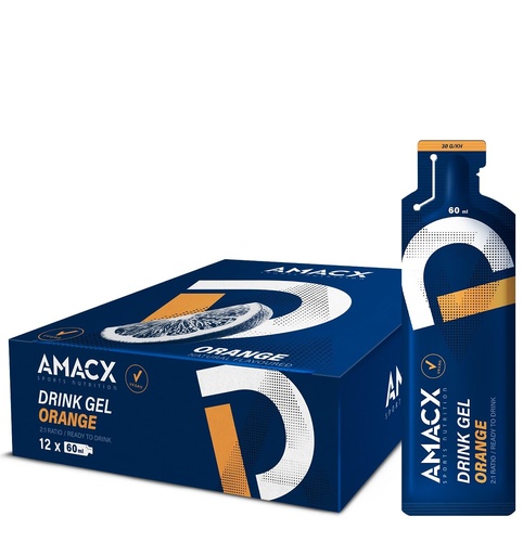 [BRSROAAPAACQKEY4] Amacx Energy Gel with Electrolytes for Intensive Training – 12 x 60ml – Vegan Carb Gel, Gluten Free Sports Nutrition – Running Gels for Marathon, Cycling & Endurance Training – Orange