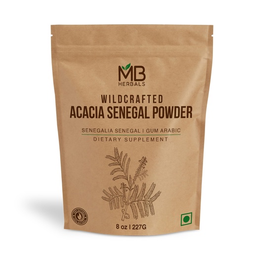 [BRSW2ZD4OENAM2YZ] MB Herbals Acacia Gum Powder 8 oz / 227g – Pure Gum Arabic Powder from Acacia Senegal – Wildcrafted, Gluten Free, Plant-Based Dietary Fiber for Baking, Smoothies, Thickening & Wellness