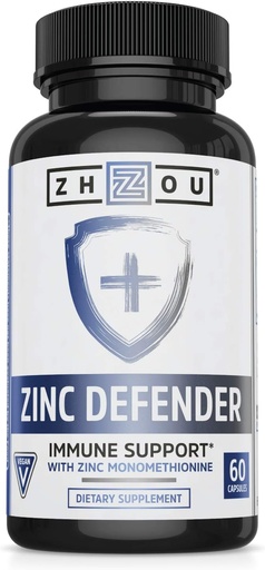 [BRSWYBA7OEBGAD3U] Zhou Zinc Defender - Zinc Supplements for Men & Women, 30mg Per Serving for Immune Health and Mineral Support, Pure Vegan Formula - 60 Capsules