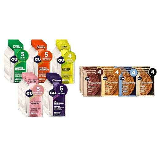 [BRSRAYIKDF5BUALL] GU Energy Original 24-Count Gel and GU Energy 16-Count Stroopwafel Variety Pack Bundle