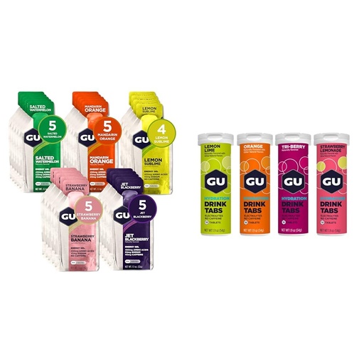 [BRSRAY33CN6BSFIZ] GU Energy 24-Count Original Sports Gel and 4-Count Hydration Electrolyte Drink Tablets Bundle