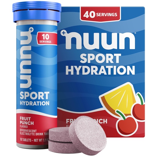 [BRSWK2QHDEBRADDK] Nuun Sport Electrolyte Tablets Fruit Punch, GF & Vegan, 4 Pack