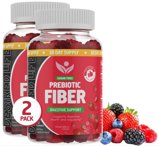 [BRSROA32CAPQKFLG] Prebiotic Fiber Gummies for Adults and Kids – 4g Sugar Free Natural Berry Flavored Gummies - Supports Digestive Health and Metabolism. (60 Count/Pack of 2)