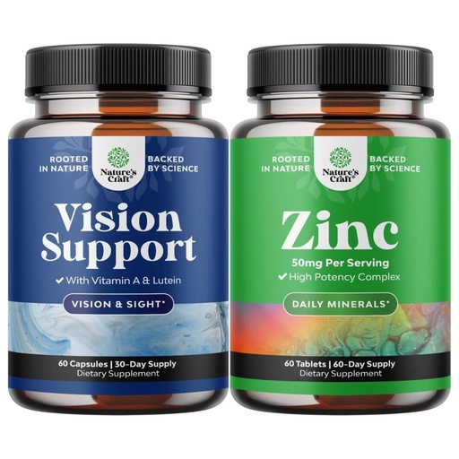 [BRSRAZALCF5BSCD4] Bundle of Eye Health Supplement for Adults - Lutein 20mg Per Serving for Vision Dry Eyes and Blue Light Protection with Beta Carotene and Zinc 50mg Immune Support to Enhance Hair Skin and Nails