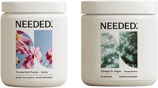[BRSRAAIDCUIRSD3L] Needed. Vanilla Prenatal Multivitamin Powder & Vegan Omega-3 DHA+EPA Bundle | Comprehensive Nutrition for Pregnancy & Postpartum