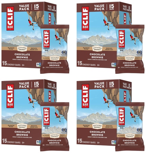 [BRSRGAAFA4ORSYDU] CLIF BAR - Energy Protein Bars - Chocolate Brownie - Made with Organic Oats - Energy Bars - Non-GMO - 15 Count (Pack of 4)