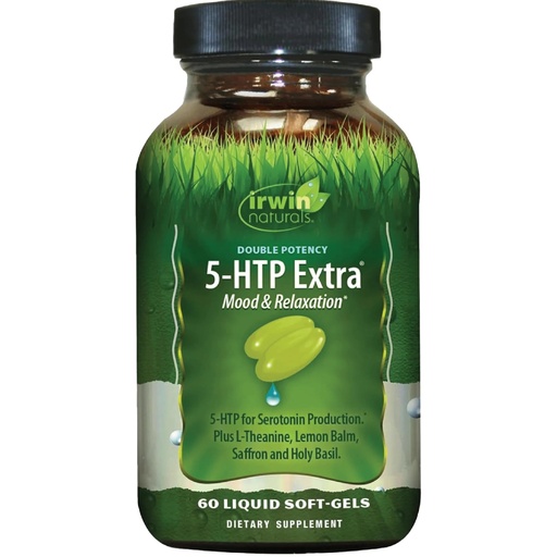 [BRSWKEABCV7Q2C3E] Irwin Naturals Double Potency 5-HTP Extra - Relaxation & Serotonin Support - 60 Liquid Soft-Gels