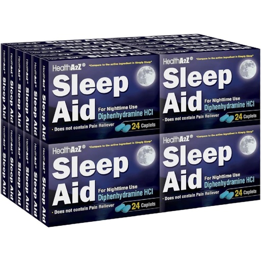 [BRSWYZYOBB6RYALP] HealthA2Z Sleep Aid, Diphenhydramine HCl 25mg, Compare to Simply Sleep, 24 * 24 Caplets, Value Package
