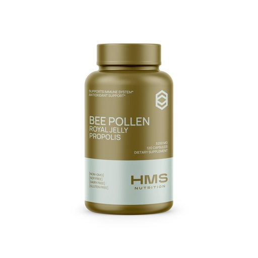 [BRSWYZIQDMPBMEY4] HMS Nutrition Bee Pollen 3,250 mg — 120 Vegetarian Capsules | Bee Pollen + Propolis & Royal Jelly Blend | High Potency Daily Immune & Wellness Support | Non‑GMO, No Fillers