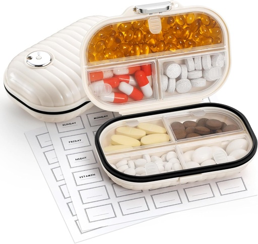 [BRSRO2YLCJYRU2Q7] Zannaki Pill Case Portable Small Weekly Travel Pill Organizer, Cute Moisture Proof Pill Box Holder for Pocket Purse Bag, Daily Mini Pocket Pharmacy Medicine Container for Vitamin, Fish Oil, Supplement