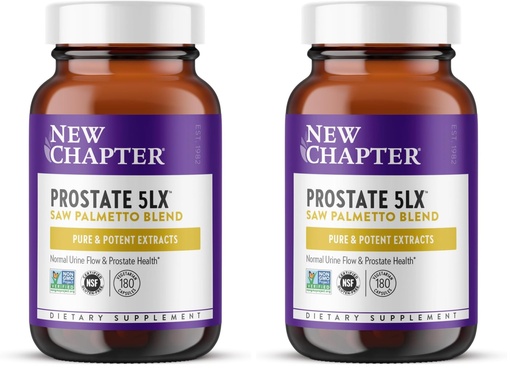 [BRSRGGQNBEJR6ALU] New Chapter Prostate Supplement - Prostate 5LX™ with Clinical Strength Saw Palmetto + Fermented Selenium for Men’s Wellness - 180 ct Vegetarian Capsule,(Pack of 2)