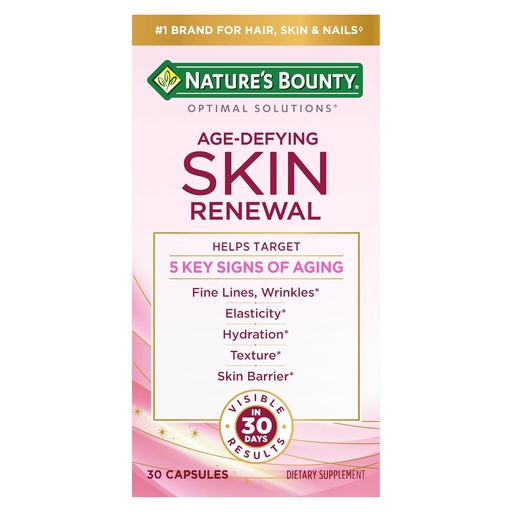 [BRSRGAIKPMMQ23IU] Nature’s Bounty Optimal Solutions Age-Defying Skin Renewal, Helps Target 5 Key Signs of Aging Skin, Fine Lines & Wrinkles with Ceramides & Green Tea Extract – 30 Capsules