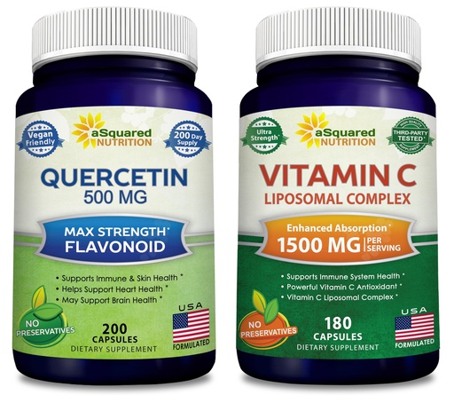 [BRSWYBA2PINAEYDX] aSquared Nutrition Bundle for Quercetin 500mg & Vitamin C Liposomal Complex 1500mg - Immune Support